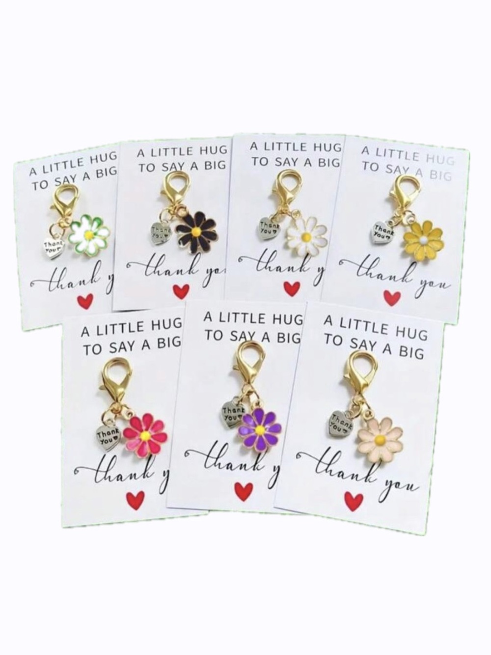 Set of 7: Assorted Metal Flower Shaped Charm Card Set. Total 14 Pieces. - Picture 2 of 2